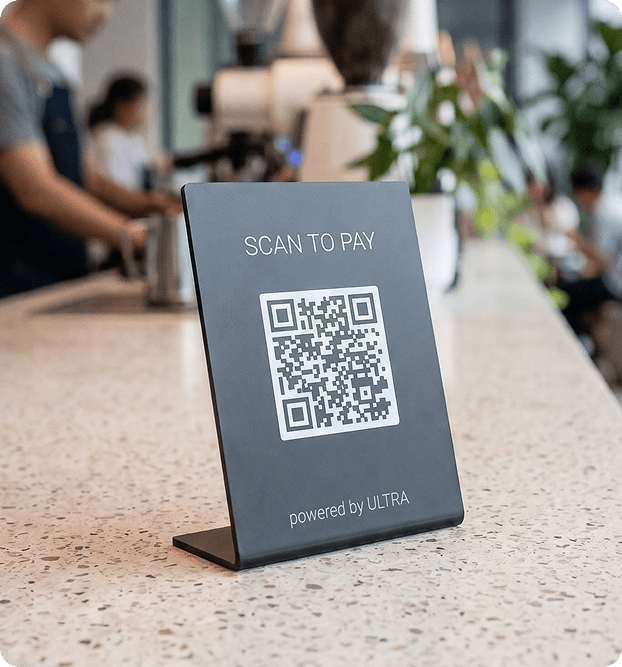Scan to pay counter stand powered by Ultra